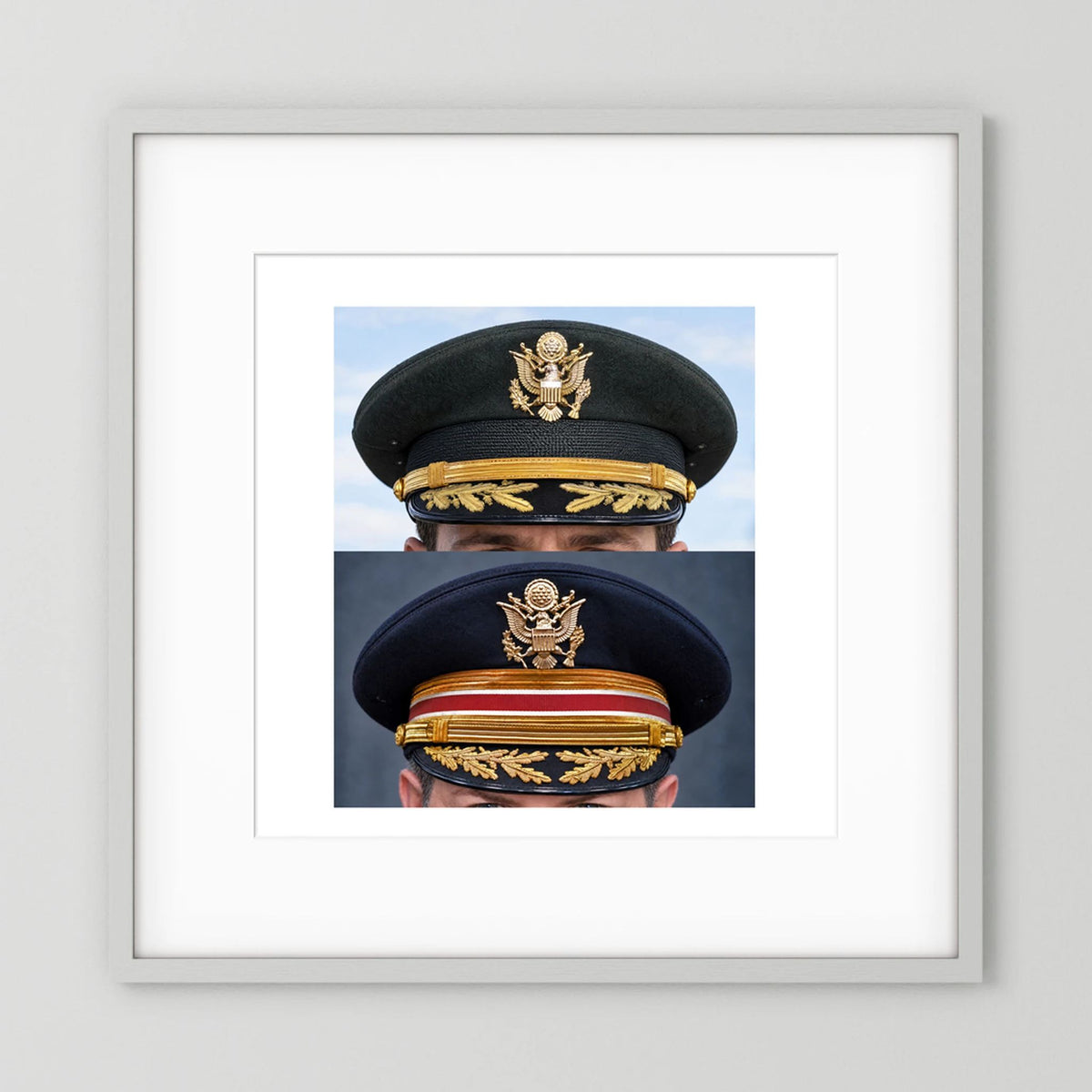 Composite image showing US Army Korean War, and US Army Medical Department, WW2 Dress Visor Caps