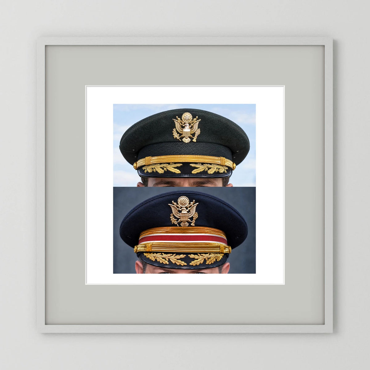 Composite image showing US Army Korean War, and US Army Medical Department, WW2 Dress Visor Caps