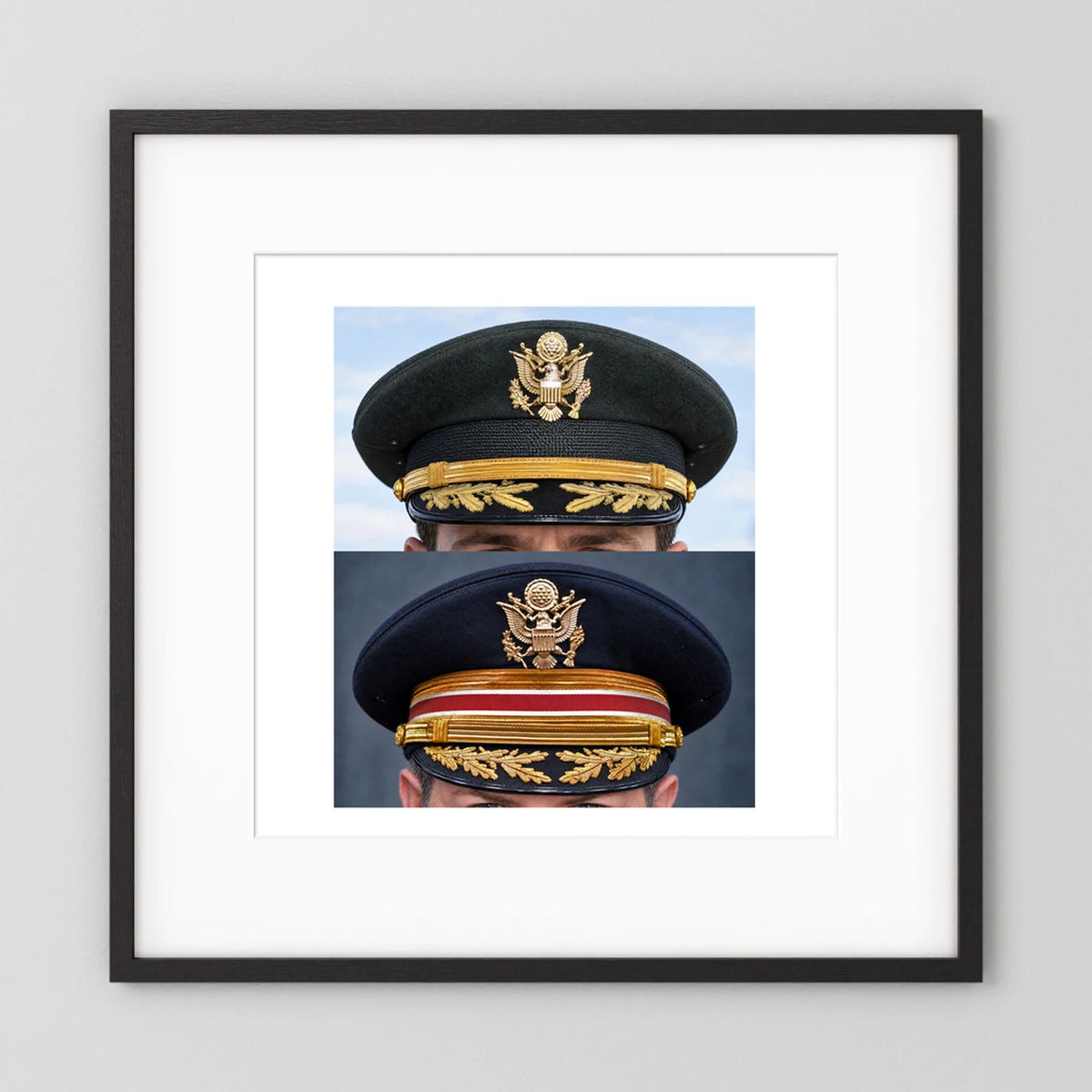 Composite image showing US Army Korean War, and US Army Medical Department, WW2 Dress Visor Caps
