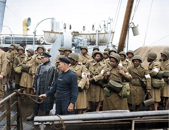 US Army Nurses arrive at Greenock, August 15, 1944. Color Photograph - Art goes to War