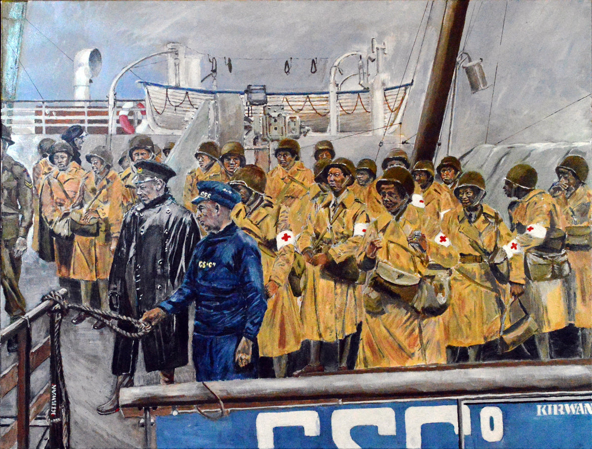 US Army Nurses, August 15, 1944, Disembarkation. Art Print - Art goes to War