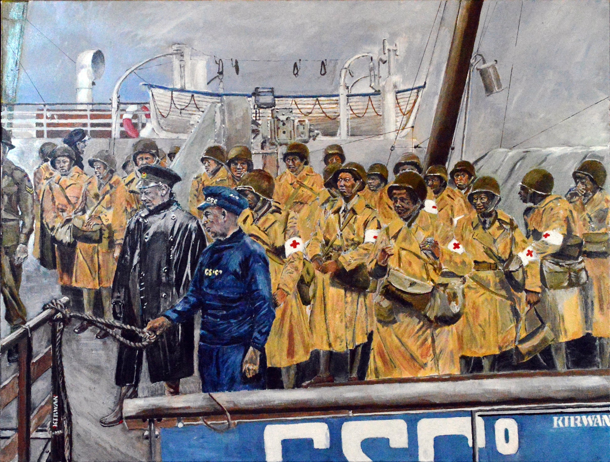 US Army Nurses, August 15, 1944, Disembarkation. Art Print - Art goes to War