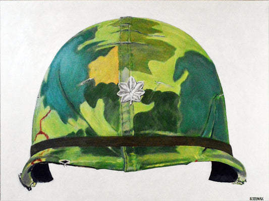 US Army Vietnam War M1 Helmet Lt. Col. Mitchell Camo cover. Art Print - Art goes to War