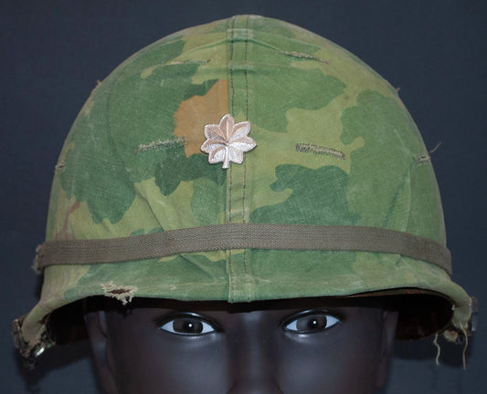 US M1 Vietnam War Helmet with Lt. Col. Insignia. Photograph - Art goes to War