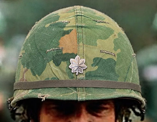US M1 Vietnam War Helmet with Lt. Col. Insignia. Photograph - Art goes to War