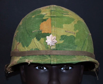 US M1 Vietnam War Helmet with Lt. Col. Insignia. Photograph - Art goes to War
