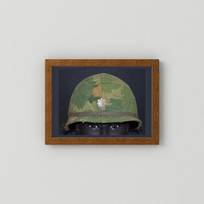 US M1 Vietnam War Helmet with Lt. Col. Insignia. Photograph - Art goes to War