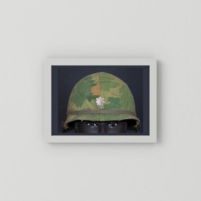 US M1 Vietnam War Helmet with Lt. Col. Insignia. Photograph - Art goes to War
