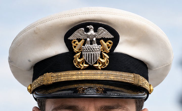 US Navy Officer WW2 Combination Visor Cap. Photograph - Art goes to War