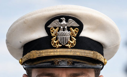 US Navy Officer WW2 Combination Visor Cap. Photograph - Art goes to War