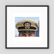US Navy Officer WW2 Khaki Combination Visor Cap — photograph presentation mockup