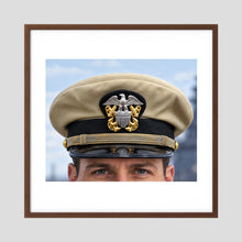 US Navy Officer WW2 Khaki Combination Visor Cap — photograph presentation mockup