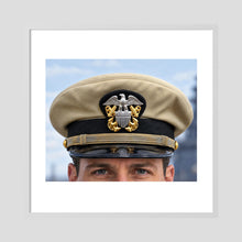US Navy Officer WW2 Khaki Combination Visor Cap — photograph presentation mockup