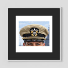 US Navy Officer WW2 Khaki Combination Visor Cap — photograph presentation mockup