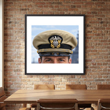 US Navy Officer WW2 Khaki Combination Visor Cap — photograph presentation mockup