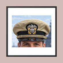 US Navy Officer WW2 Khaki Combination Visor Cap — photograph presentation mockup