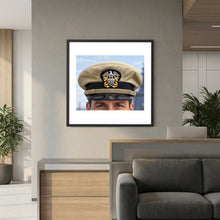 US Navy Officer WW2 Khaki Combination Visor Cap — photograph presentation mockup