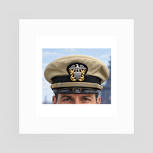US Navy Officer WW2 Khaki Combination Visor Cap — photograph presentation mockup