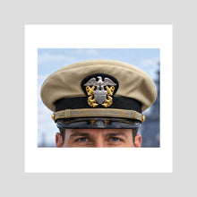 US Navy Officer WW2 Khaki Combination Visor Cap — photograph presentation mockup
