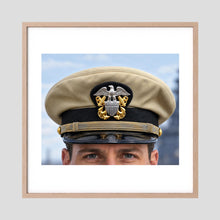US Navy Officer WW2 Khaki Combination Visor Cap — photograph presentation mockup