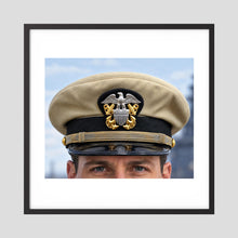 US Navy Officer WW2 Khaki Combination Visor Cap — photograph presentation mockup