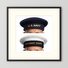US Navy & US Coast Guard 'Donald Duck" Enlisted men's cap — composite displayed in a black wood frame mockup
