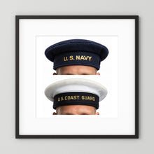 US Navy & US Coast Guard 'Donald Duck" Enlisted men's cap — composite displayed in a black wood frame mockup