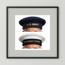 US Navy & US Coast Guard 'Donald Duck" Enlisted men's cap — composite displayed in a black wood frame mockup