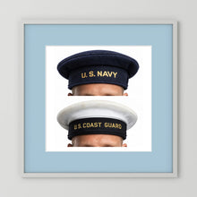 US Navy & US Coast Guard 'Donald Duck" Enlisted men's cap — composite displayed in a white wood frame mockup