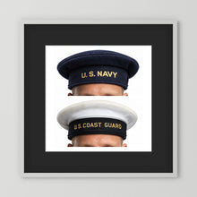 US Navy & US Coast Guard 'Donald Duck" Enlisted men's cap — composite displayed in a white wood frame mockup