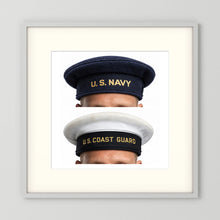 US Navy & US Coast Guard 'Donald Duck" Enlisted men's cap — composite displayed in a white wood frame mockup