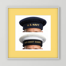 US Navy & US Coast Guard 'Donald Duck" Enlisted men's cap — composite displayed in a white wood frame mockup