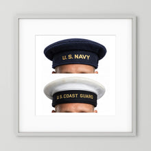 US Navy & US Coast Guard 'Donald Duck" Enlisted men's cap — composite displayed in a white wood frame mockup