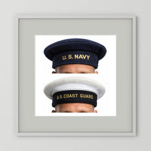 US Navy & US Coast Guard 'Donald Duck" Enlisted men's cap — composite displayed in a white wood frame mockup