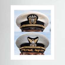 Composite image showing US Navy WWII & US Coast Guard Commander Post WWII Visor Caps