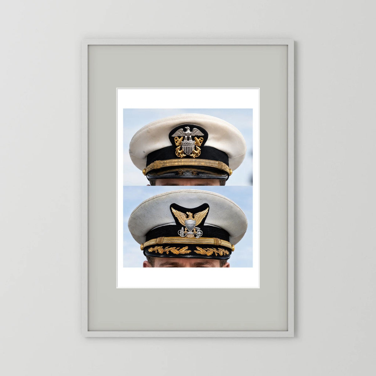 Composite image showing US Navy WWII & US Coast Guard Commander Post WWII Visor Caps