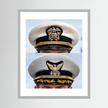 Composite image showing US Navy WWII & US Coast Guard Commander Post WWII Visor Caps