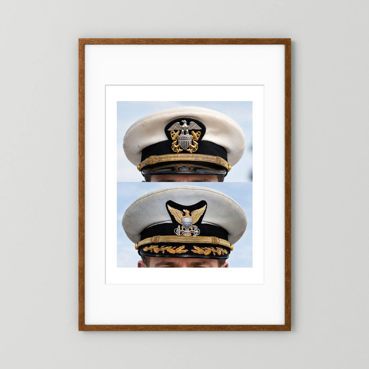 Composite image showing US Navy WWII & US Coast Guard Commander Post WWII Visor Caps