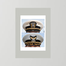 Composite image showing US Navy WWII & US Coast Guard Commander Post WWII Visor Caps