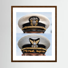 Composite image showing US Navy WWII & US Coast Guard Commander Post WWII Visor Caps
