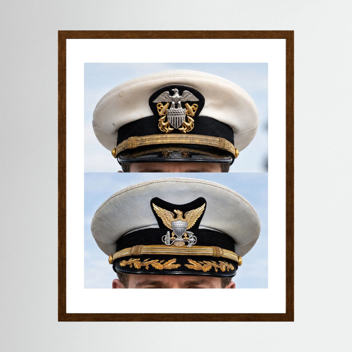 Composite image showing US Navy WWII & US Coast Guard Commander Post WWII Visor Caps