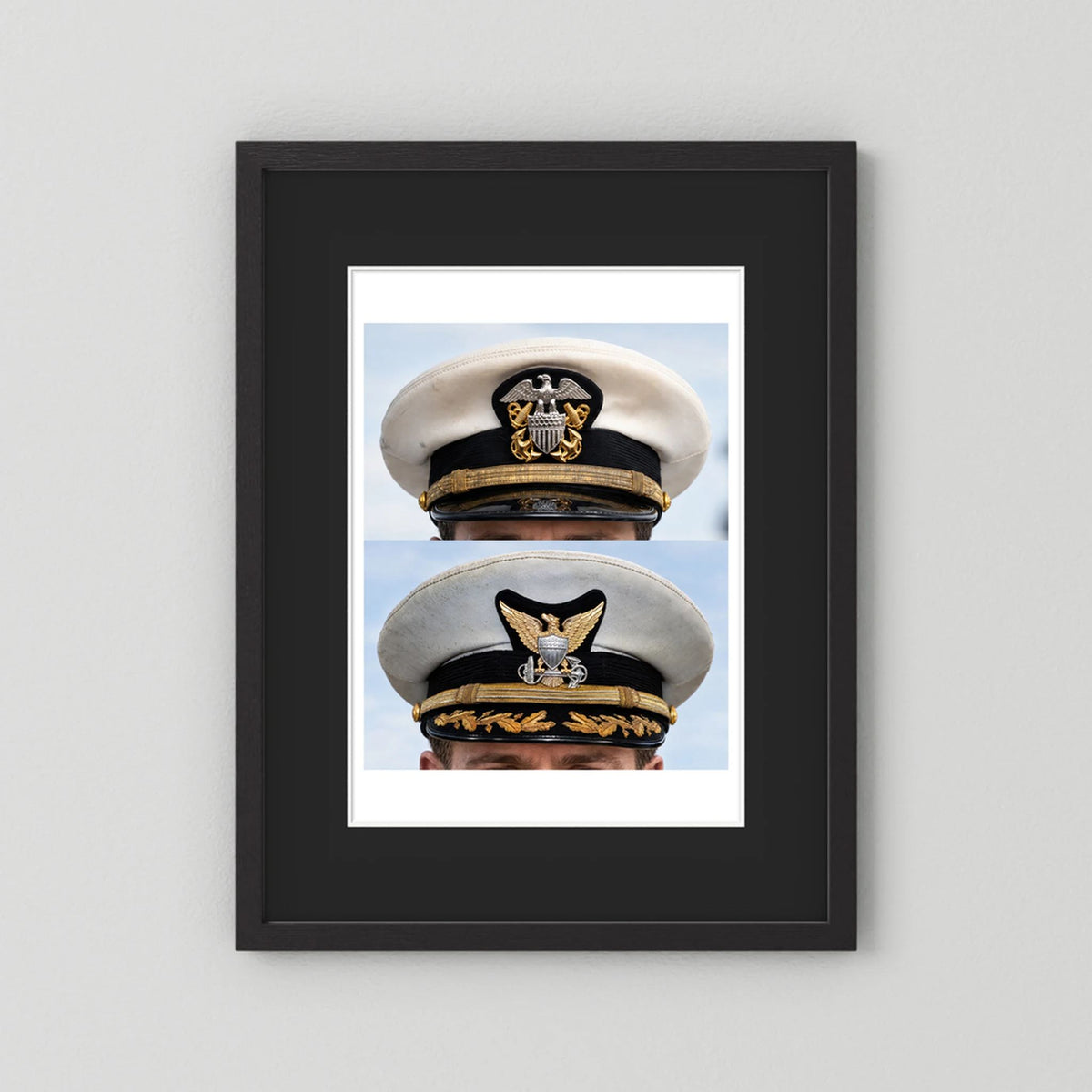 Composite image showing US Navy WWII & US Coast Guard Commander Post WWII Visor Caps