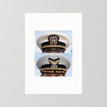Composite image showing US Navy WWII & US Coast Guard Commander Post WWII Visor Caps