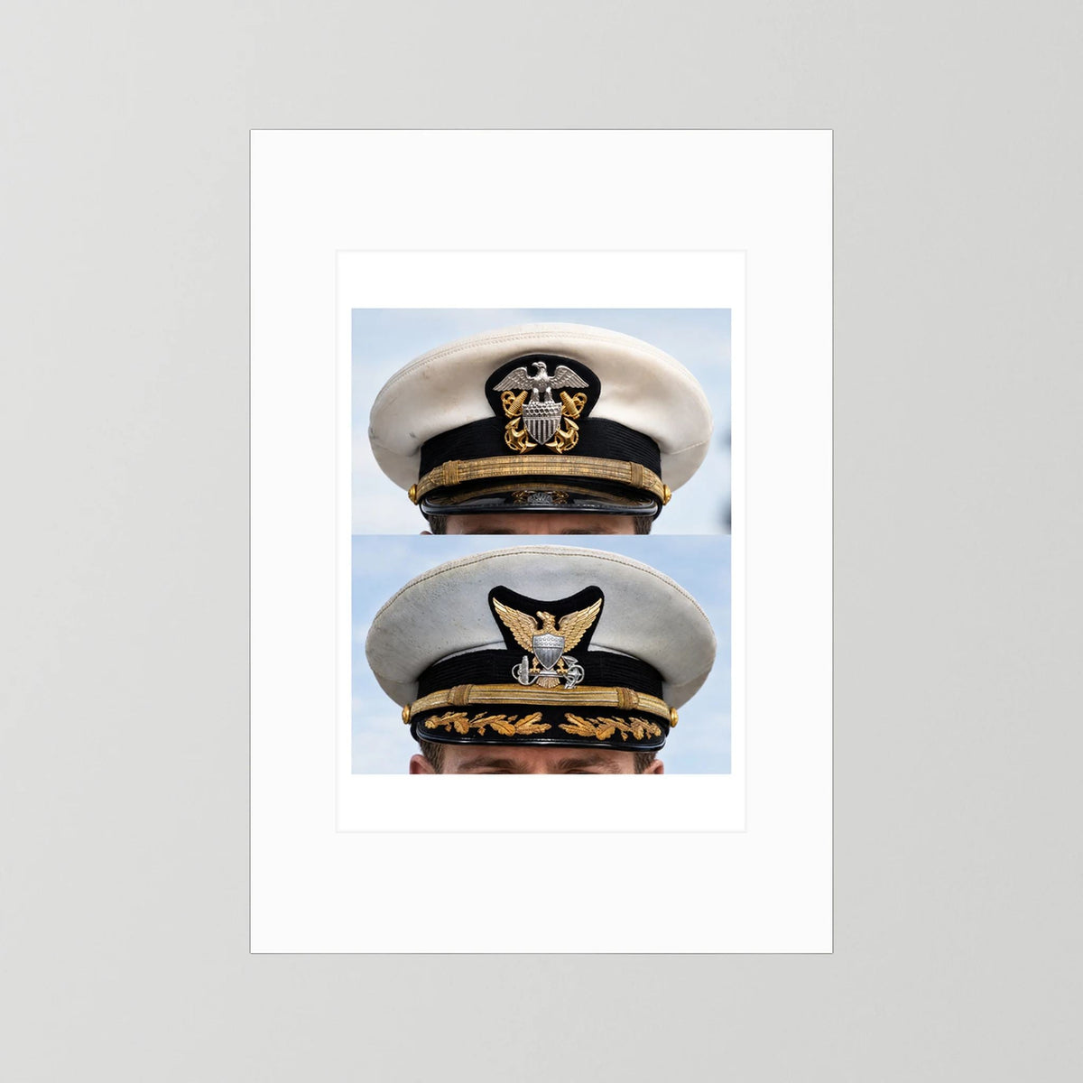 Composite image showing US Navy WWII & US Coast Guard Commander Post WWII Visor Caps