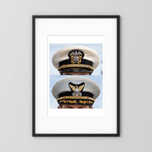 Composite image showing US Navy WWII & US Coast Guard Commander Post WWII Visor Caps