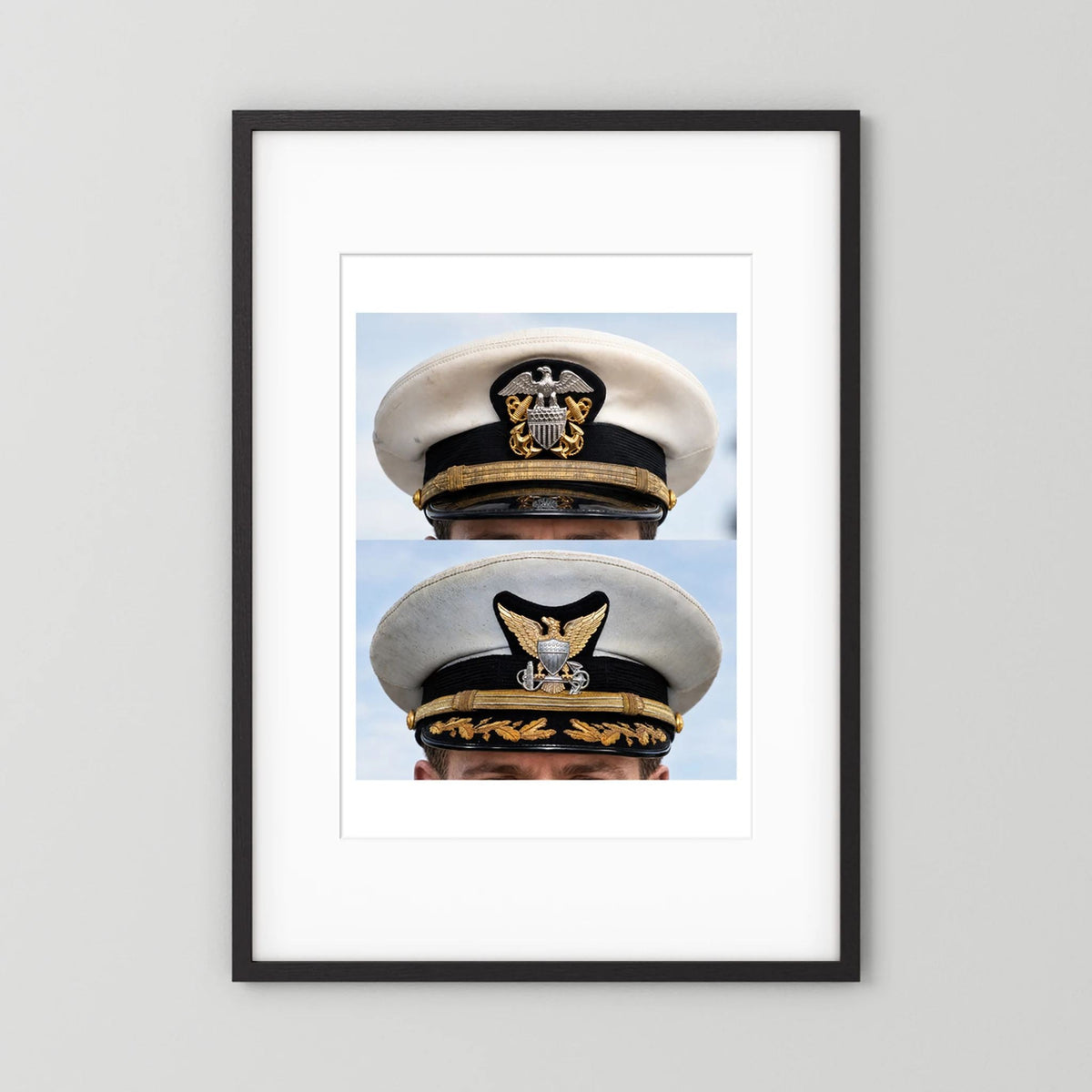 Composite image showing US Navy WWII & US Coast Guard Commander Post WWII Visor Caps