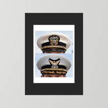 Composite image showing US Navy WWII & US Coast Guard Commander Post WWII Visor Caps