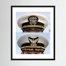 Composite image showing US Navy WWII & US Coast Guard Commander Post WWII Visor Caps