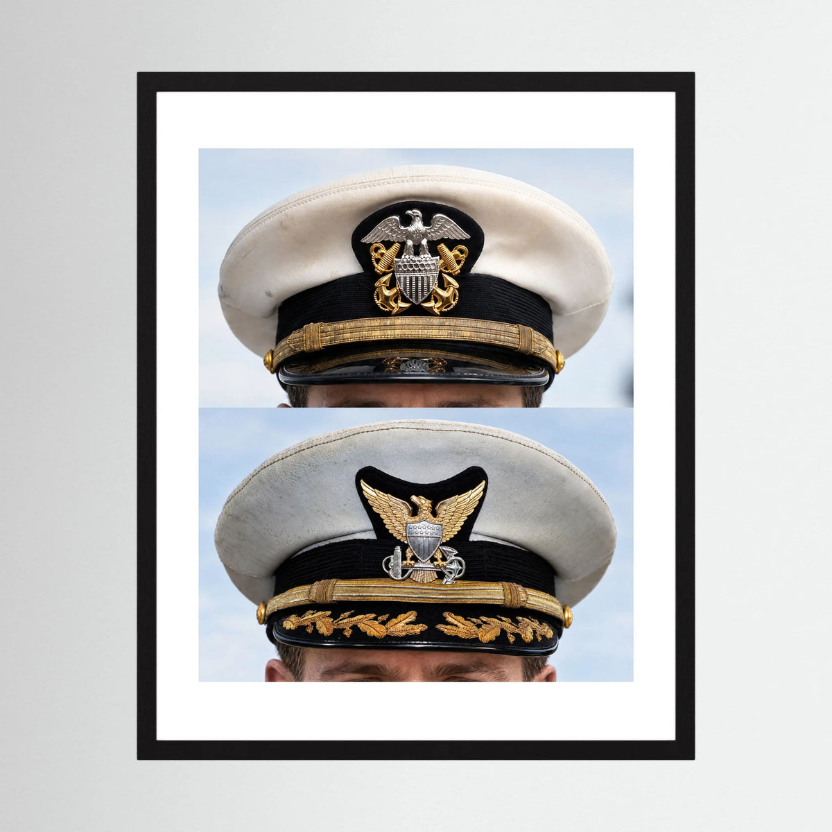 Composite image showing US Navy WWII & US Coast Guard Commander Post WWII Visor Caps