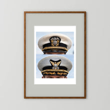 Composite image showing US Navy WWII & US Coast Guard Commander Post WWII Visor Caps